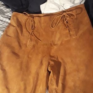 100% genuine leather high waisted pants